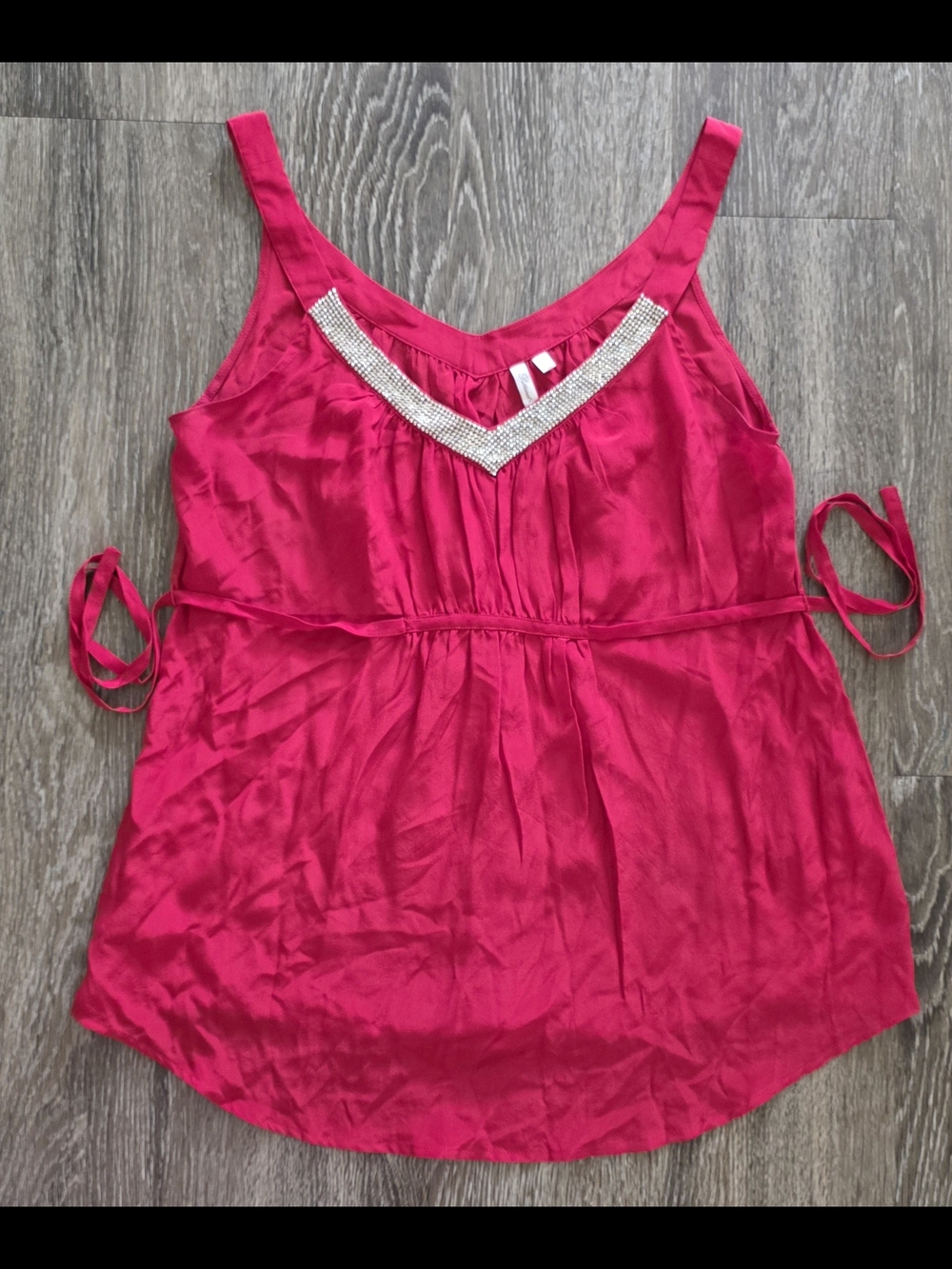 Petticoat Alley Mini Dress Womens Silk Red Beaded Size M